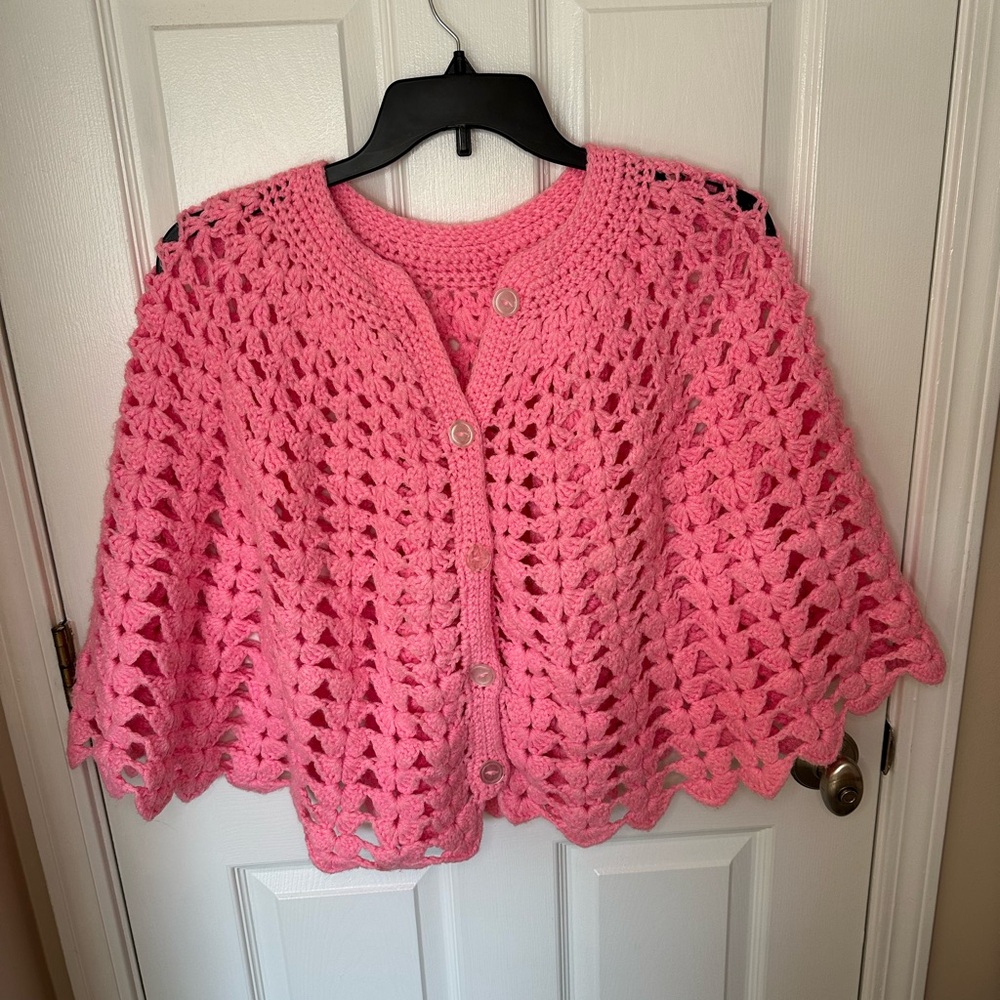 Vintage Handmade Crochet 1960’s 1970’s Womens Poncho Cottage Hippie Grandma